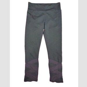 Athleta Women Mantra Cropped Leggings Dark Blue Gray Mesh Ankle Size MT